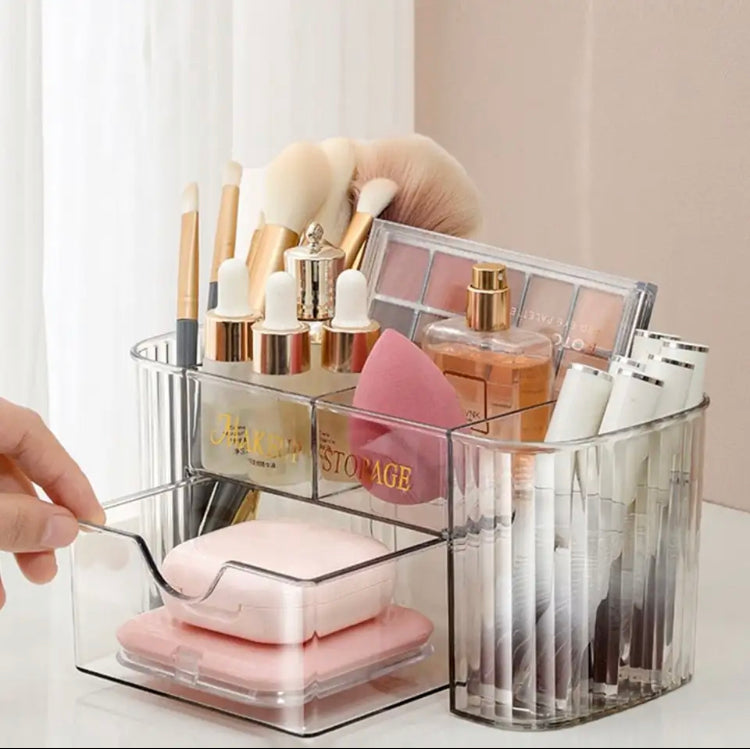 Multilayer Cosmetics Storage Box, Transparent Jewellery Organizer Box, Transparent Desktop Storage Organizer Multilayer Cosmetics Storage Box, Transparent Jewellery Organizer Box, Transparent Desktop Storage Organizer